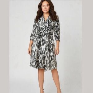 Peter Nygard Black and White Twist Front Faux Wrap Dress Size 1X 16-18
